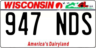 WI license plate 947NDS