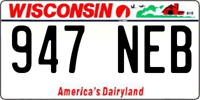 WI license plate 947NEB
