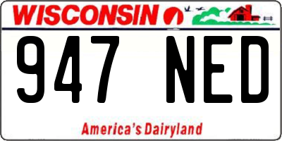 WI license plate 947NED