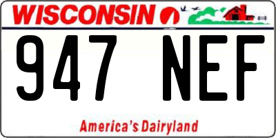 WI license plate 947NEF