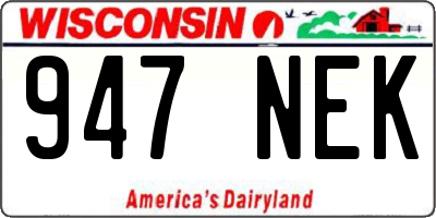 WI license plate 947NEK
