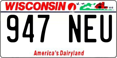 WI license plate 947NEU