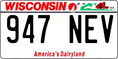 WI license plate 947NEV