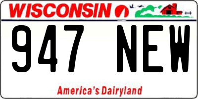 WI license plate 947NEW