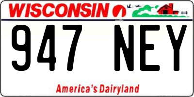 WI license plate 947NEY