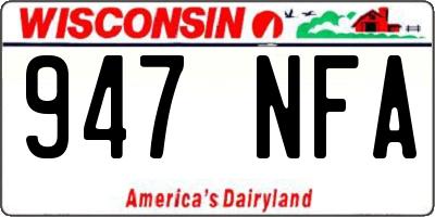 WI license plate 947NFA