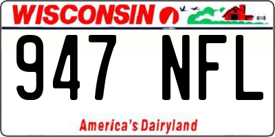 WI license plate 947NFL