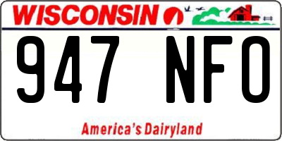 WI license plate 947NFO