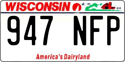 WI license plate 947NFP
