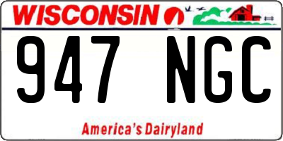 WI license plate 947NGC