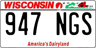 WI license plate 947NGS