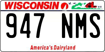 WI license plate 947NMS