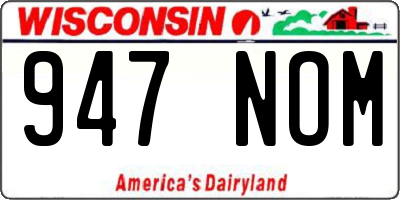 WI license plate 947NOM