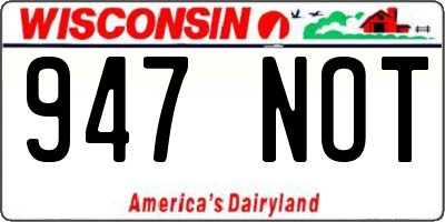 WI license plate 947NOT