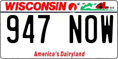 WI license plate 947NOW