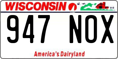WI license plate 947NOX