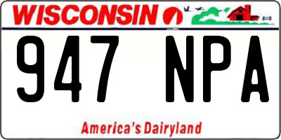 WI license plate 947NPA