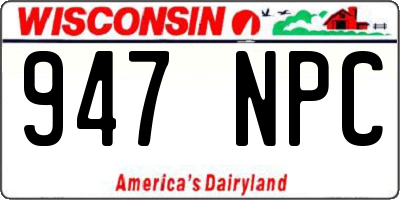 WI license plate 947NPC