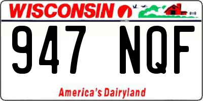 WI license plate 947NQF