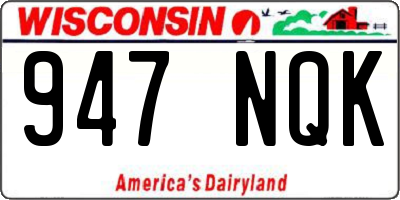 WI license plate 947NQK