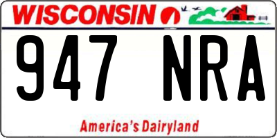 WI license plate 947NRA