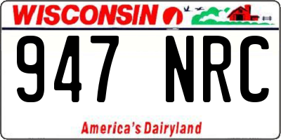 WI license plate 947NRC