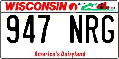 WI license plate 947NRG