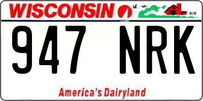 WI license plate 947NRK
