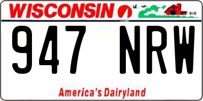 WI license plate 947NRW