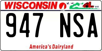 WI license plate 947NSA