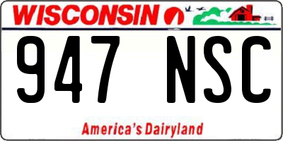 WI license plate 947NSC