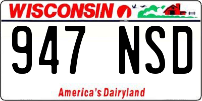 WI license plate 947NSD