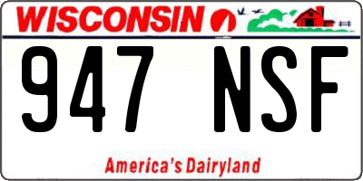 WI license plate 947NSF