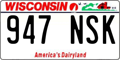 WI license plate 947NSK