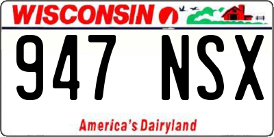 WI license plate 947NSX