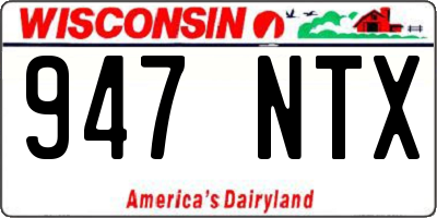 WI license plate 947NTX