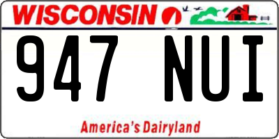 WI license plate 947NUI