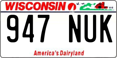 WI license plate 947NUK
