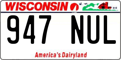 WI license plate 947NUL