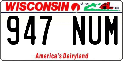 WI license plate 947NUM