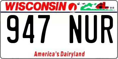 WI license plate 947NUR