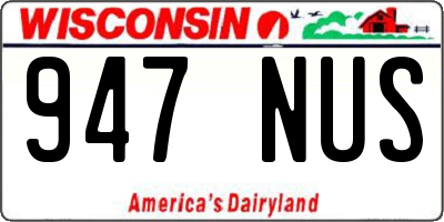 WI license plate 947NUS