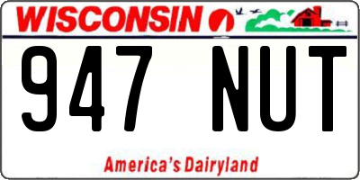 WI license plate 947NUT