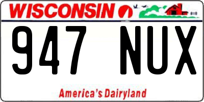 WI license plate 947NUX