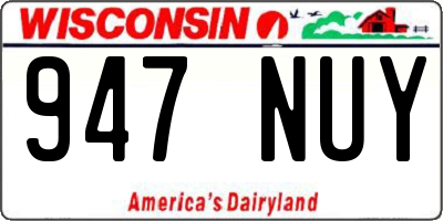 WI license plate 947NUY