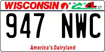 WI license plate 947NWC