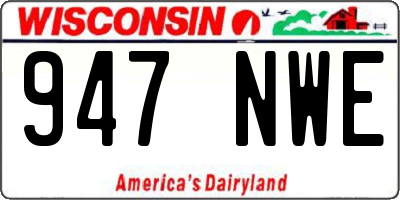 WI license plate 947NWE
