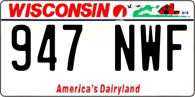 WI license plate 947NWF