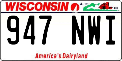 WI license plate 947NWI