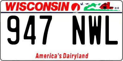 WI license plate 947NWL